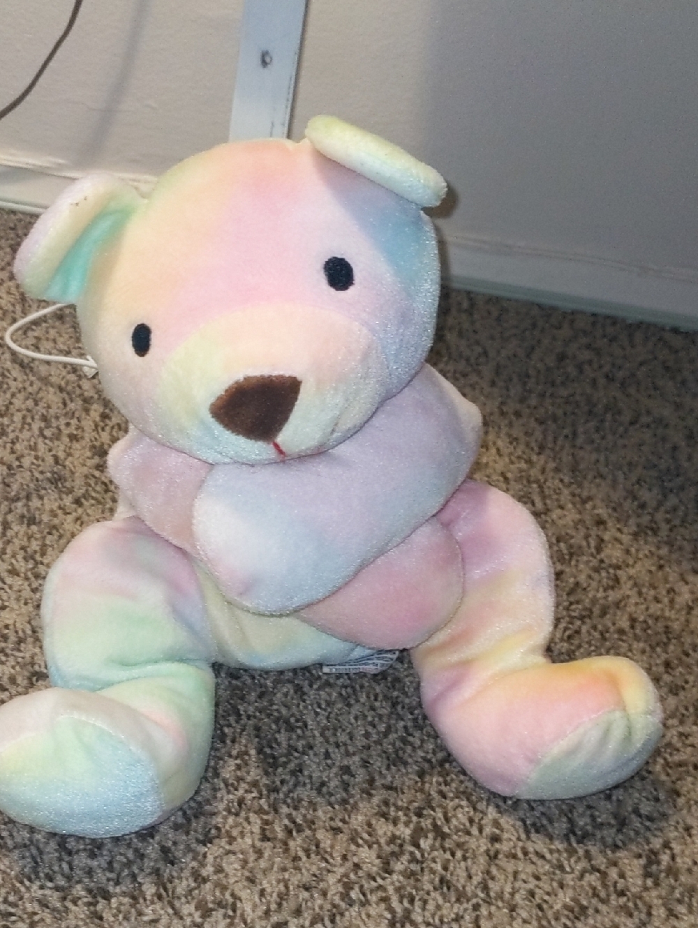 Pastel Rainbow Colors Multicolor Soft Cozy Retro Tye Die Plush Child Teddy Bear